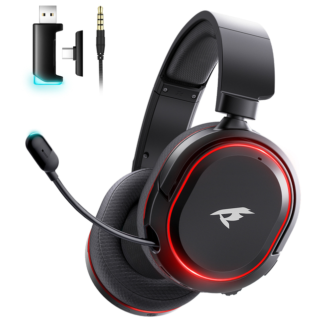 Picun G2 Wireless Gaming BT V5.3 Stereo Surround Sound Over-Ear Headphones with Type-C Charging