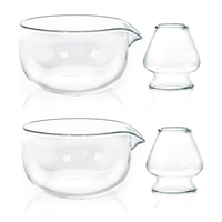 Ensemble bol à matcha en verre avec fouet et support, logo et couleur personnalisés, thé vert matcha, bol à matcha en verre chawan avec support pour fouet en verre