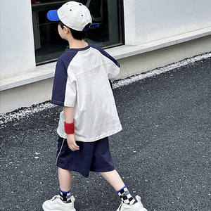 Abito estivo 2025 da bambino in puro cotone sportivo per bambini a due pezzi completo per bambini a maniche corte Set per bambini - Product Image 5