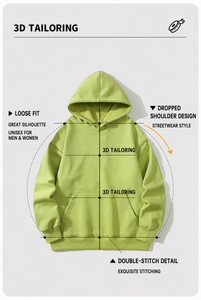เสื้อฮู้ดดี้ผ้ากำมะหยี่เนื้อนุ่มหนัก 380GSM ทรงโอเวอร์ไซส์ ไหล่ตก สีพื้น พร้อมฮู้ด สกรีนโลโก้ได้  สำหรับผู้ชายและผู้หญิง - Product Image 2