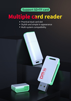 Lector de Tarjetas de Memoria USB 2.0 2 en 1 con Tapa Protectora, Adaptador de Tarjetas SD/TF de Doble Ranura, Plug and Play para Laptop, PC y Cámara
