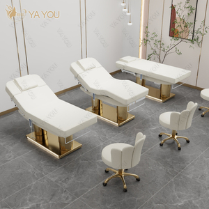 Giường <span class=keywords><strong>massage</strong></span> mặt 4 động cơ, cột đôi, chân đế kim loại mạ vàng cao cấp dành cho salon làm đẹp - Product Image 5