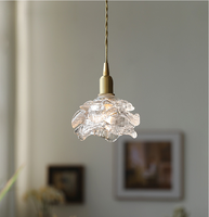 Lampe suspendue en verre rose de luxe à la française, style rétro en cuivre, pour salon, chambre à coucher, restaurant, bar