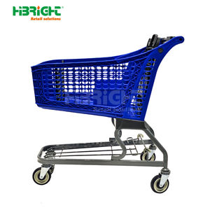 Chariot de courses en métal bleu de grande capacité pour supermarché et épicerie avec compartiments intégrés - Product Image 2