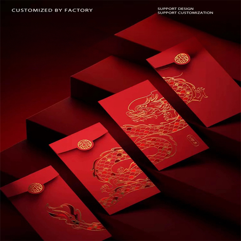 Custom Hot Gold Stamping Red Envelope