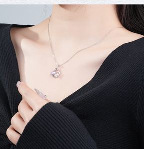 Collier avec pendentif en cristal en forme de papillon en argent Sterling S925, bijoux fins scintillants et rêveurs pour femmes, cadeau à porter au quotidien - Product Image 3
