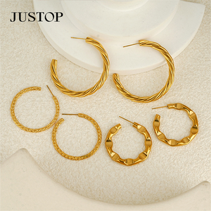 Aros de moda OEM/OEM, impermeables, de acero inoxidable, chapados en oro, hipoalergénicos, proveedor de joyería de moda, pendientes de moda para mujer - Product Image 1
