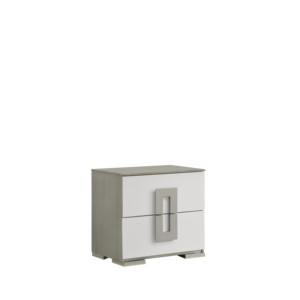 Comodino Olivia Contemporaneo a 2 Cassetti in Legno Bianco, Arredamento Moderno per Camera da Letto - Product Image 4