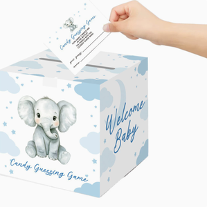 DAMAI Baby Shower <b>Decorations</b> Game Card Box Gender Reveal Party Supplies Pink Butterfly Blue <b>Elephant</b> for Reveal Party Vote Box - Product Image 4