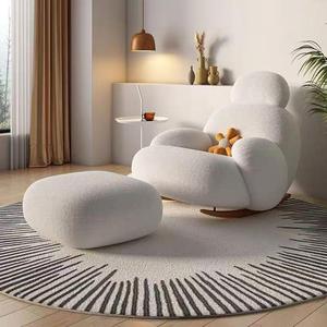 Sedia a Dondolo in Tessuto Bianco Oversize di Design Italiano Moderno e Minimalista, Preferita dalle Celebrità di Internet, <span class=keywords><strong>Arredamento</strong></span> Ecologico per la Casa - Product Image 3