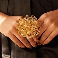 Bagues turques de luxe en dentelle florale de Dubaï pour femmes, bijoux de mariage et de fête exagérés, ajourés, tissés, à motifs floraux, vente en gros