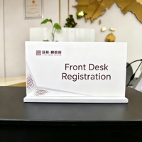 Letrero de Mesa Personalizado Moderno y Minimalista de Acero Inoxidable 304, Letrero Guía para Recepción de Empresa