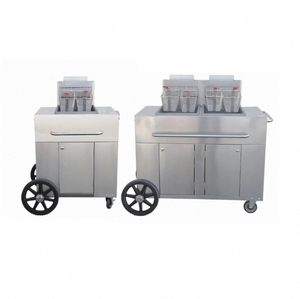 Stazione di friggitrice a <span class=keywords><strong>Gas</strong></span> esterna pesante Mobile in acciaio inossidabile 304 con 93,000 BTU/h e Design a 4 ruote per la ristorazione ad alto Volume - Product Image 3