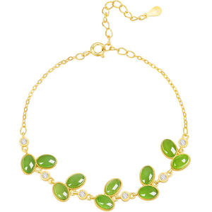 Pulsera de Jadeíta Natural Nefrita en Forma de Corazón con Dije de Plata S925, Joyería para Mujer, Diseño Original D1226 - Product Image 5