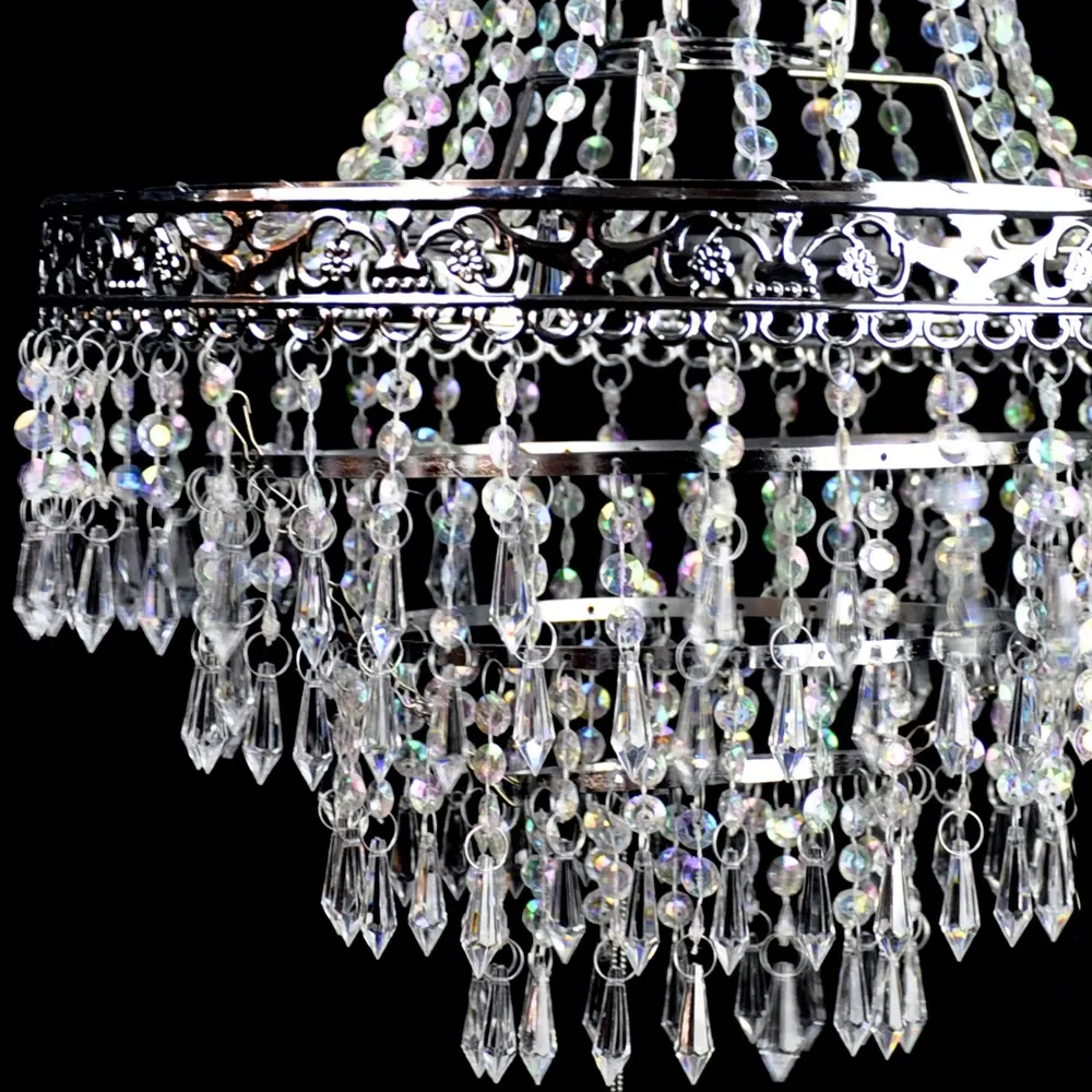 Hot sell crystal acrylic ceiling light chandelier big lampshade bead chandelier