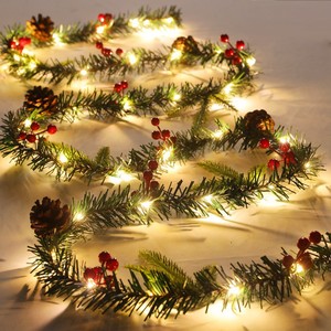 2.6m màu xanh lá cây PVC giáng sinh Vòng hoa Led mây biểu ngữ Vòng hoa trang trí nhân tạo Xmas cây nhắm mục tiêu cho mùa lễ hội - Product Image 2