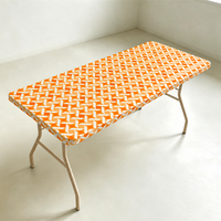 Nappe en PEVA à motif diamant orange et blanc, bord élastique, imperméable, rectangulaire, pour fête d'Halloween