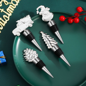 Christmas <b>Bottle</b> Stoppers Metal Wine Stopper Set Christmas Tree Pine Cone <b>Elf</b> Car Design Decorative Gift - Product Image 1