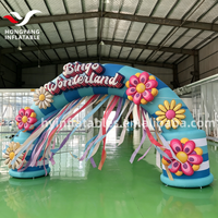 Arche gonflable géante de 8 m avec guirlandes colorées, entrée fleurie pour fêtes et événements, ventilateur intégré, imperméable et durable