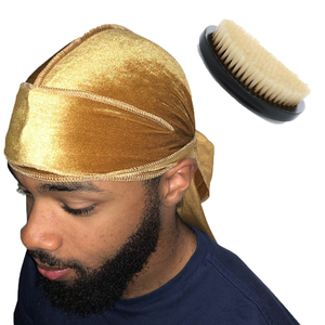 Durags en velours personnalisés avec couture extérieure, dorés, pour hommes, vente en gros - Product Image 1