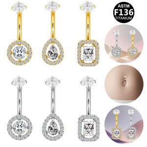 Anneau de nombril en forme de larme 10 mm en alliage de titane G23, bijoux de piercing tendance pour femmes - Product Image 5
