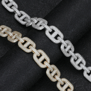 Collar Gargantilla Cubana Gruesa <span class=keywords><strong>de</strong></span> 14 mm <span class=keywords><strong>con</strong></span> Incrustaciones <span class=keywords><strong>de</strong></span> Circonitas Brillantes, Joyería Hip Hop para Mujer, <span class=keywords><strong>Cadena</strong></span> <span class=keywords><strong>de</strong></span> Nariz <span class=keywords><strong>de</strong></span> Cerdo en <span class=keywords><strong>Oro</strong></span> <span class=keywords><strong>Blanco</strong></span> <span class=keywords><strong>con</strong></span> Micro Pavé - Product Image 3
