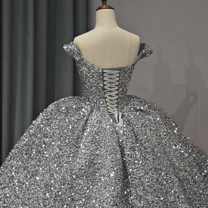 Vestido de Fiesta de Quinceañera con Apliques de Cristal Brillante 1197, Color Plateado Caramelo, Escote Corazón, Largo hasta el Suelo - Product Image 6