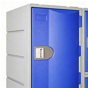 Casiers en plastique bleus à 18 portes, à poser au sol, durables, démontables, avec fermeture manuelle, cadenas et poignée encastrée - Product Image 2