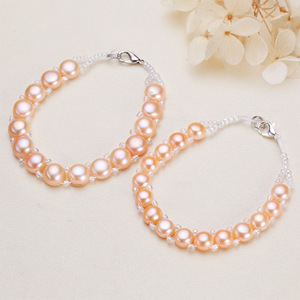 Bracelet en perles d'eau douce baroques en gros, design de tissage de perles plates, sélection en direct de Zhuji, accessoires - Product Image 2