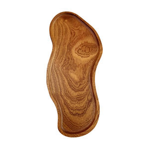 Plato de Madera de Acacia Resistente al Calor con Diseño Irregular y Natural, Plato de Madera de Sapele para Desayuno, Café, Hogar, Picnic, Tienda - Product Image 1
