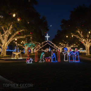 Crèches de Noël grandeur nature pour l'extérieur en PVC, décoration maison et jardin, avec lumières LED et corde de Jésus - Product Image 1