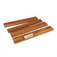 Support de Mahjong en Bois Naturel avec Poussoir, Design Festonné, Support Magnétique pour Tuiles de Mahjong Américain