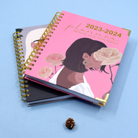 Agenda Planificateur à Spirale Personnalisé, Cahier Wire-O en Lin Doré, Reliure Spirale, Accepte Logo Personnalisé, 200 Feuilles
