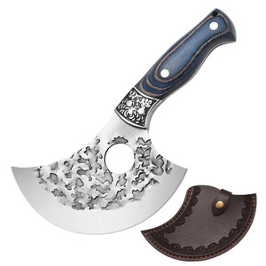 Ensemble de vaisselle forgé de cuisine de chef féminin professionnel de couteau en os, couteau de boucher en acier inoxydable avec fourreau - Product Image 1