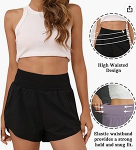 Pocket Athletic Shorts Mujer Cintura media Doble capa Fitness Casual Yoga Running Shorts" - Product Image 6