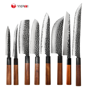 Couteaux de chef Nakiri Cuchillo faits à la main en acier inoxydable ensemble de couteaux de cuisine japonais en acier à haute teneur en carbone avec manche en bois - Product Image 1