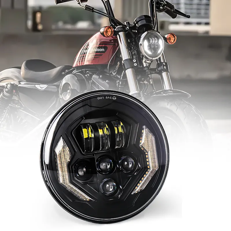 OVOVS 7 inç Led motosiklet LED far yüksek düşük işın projektör sürüş işıkları ile Harley Honda Suzuki