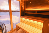 Ruang Sauna Listrik Kayu Cedar Merah Solid Modern yang Dapat Disesuaikan untuk Luar Ruangan, Kapasitas 4-6 Orang, Dilengkapi Ruang Ganti, Ramah Lingkungan, Desain Ringan