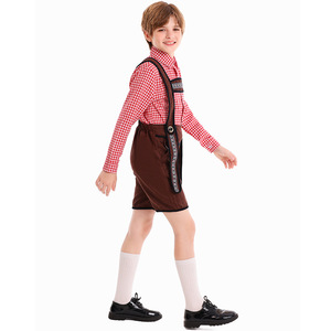 Tenue ethnique à carreaux rouges pour garçon, idéale pour le festival <span class=keywords><strong>de</strong></span> la bière allemande, les spectacles scolaires et les événements artistiques - Collection XJ - Product Image 2