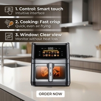 Four à Friture Sans Huile Électrique de Comptoir 6L avec Fenêtre de Visualisation pour Friture, Cuisson, Rôtissage et Réchauffage à Domicile