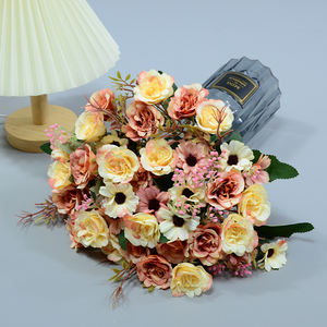 Promozione di alta qualità Bouquet artificiale di seta rosa 10 teste europee Mix rosa crisantemo fiore - Product Image 5