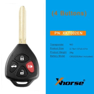 Xhorse Xkto02en Xkto02 Có Dây Phổ Từ Xa Chính Toyota Phong Cách Phẳng <span class=keywords><strong>4</strong></span> Nút Cho Vvdi Vvdi2 Công Cụ Chính Tiếng Anh Phiên Bản - Product Image 2