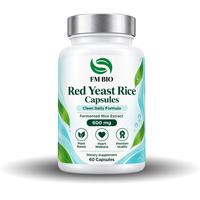 Capsules de levure de riz rouge naturelle avec CoQ10, complément alimentaire botanique, fournisseur de capsules de levure de riz rouge en marque blanche