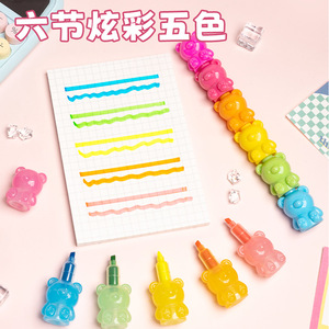 ชุดปากกาไฮไลท์มินิ บาบาโอ แบร์ หัวตัดเฉียงและหัวแบน สำหรับใช้ในโรงเรียน 5 สี ดีไซน์การ์ตูนน่ารัก - Product Image 3