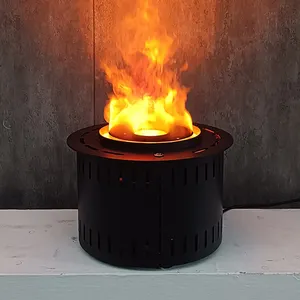 Chimenea Eléctrica Interior de 35CM con Control Remoto, Efecto de Llama de Vapor en Forma de Columna de Acero Inoxidable, Decoración para Insertar - Product Image 1