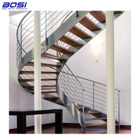 Escalier en spirale moderne en acier galvanisé pour intérieur avec rampe en verre et barreaux, écologique, taille personnalisée pour salon