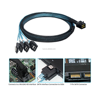 Câble MiniSAS SFF-8643 4SATA 7 broches vers carte RAID, pour connexion de données serveur HDD/SSD, stockage industriel, PC industriel - En stock