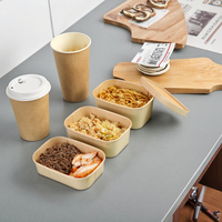 Boîte en papier rectangulaire jetable avec couvercle pour plats à emporter, contenants alimentaires en kraft pour sushi, pizza, nouilles, 500 ml, 650 ml, 750 ml, 1100 ml