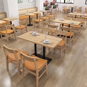 Bộ bàn ghế sofa nhà hàng, bàn ghế kết hợp đặt hàng OEM, bàn ghế nhà hàng thức ăn nhanh gỗ nguyên khối - Product Image 2