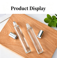 Flacon d'huile essentielle ou de parfum carré rond mat noir blanc transparent 10 ml avec bille roulante en acier inoxydable ou en verre